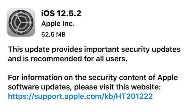 海拉尔苹果手机维修分享iOS12.5.2发布，建议所有老苹果用户安装 